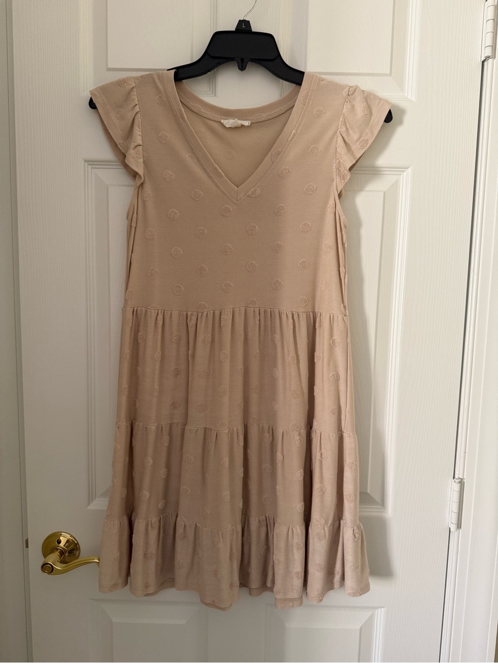 MINE Beige Textured Polka Dot Top